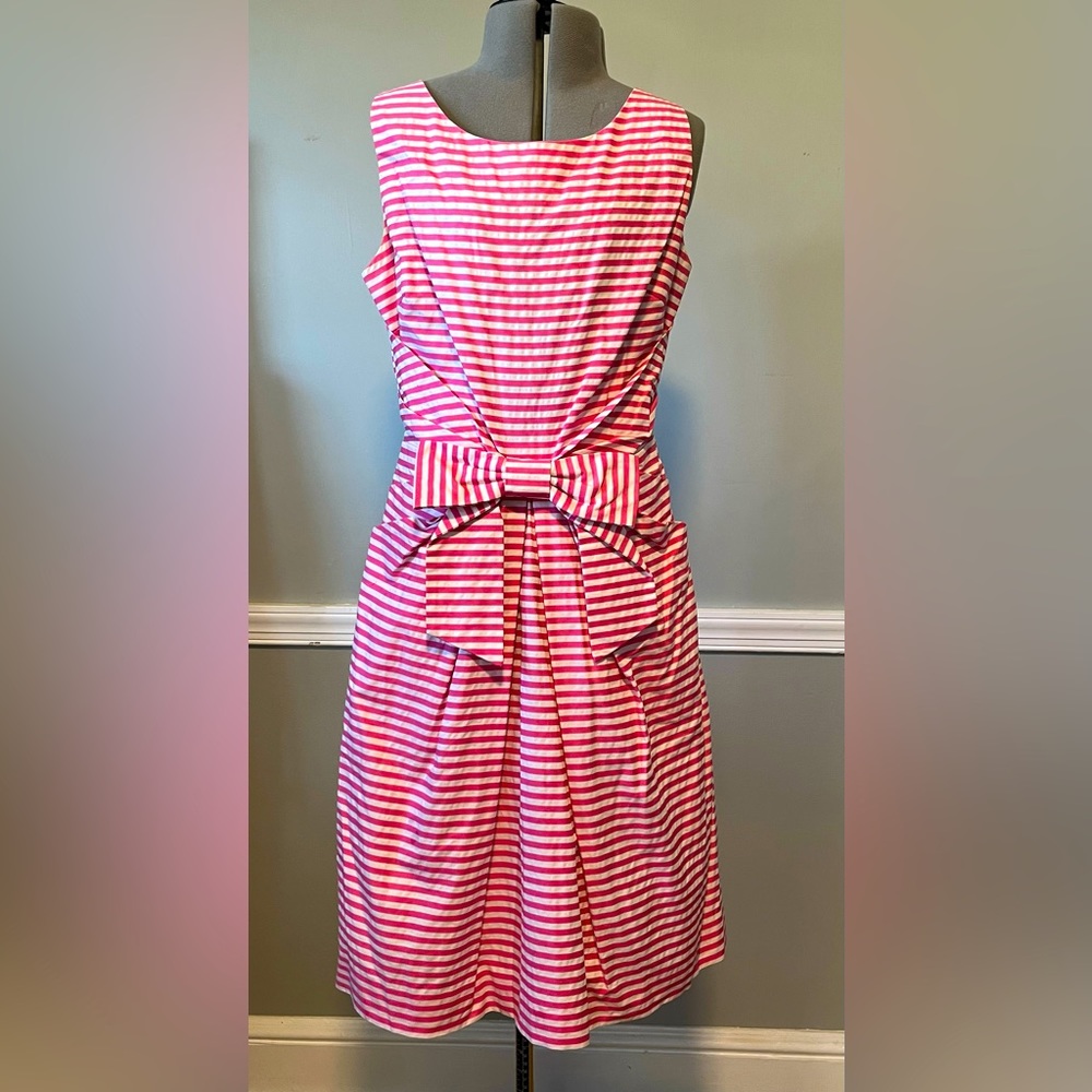 Kate Spade Size 8 Pink Striped Fit and Flare Dress